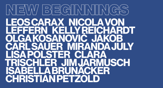 Banner für Filmreihe New Beginnings mit allen Namen der Regiepersonen.